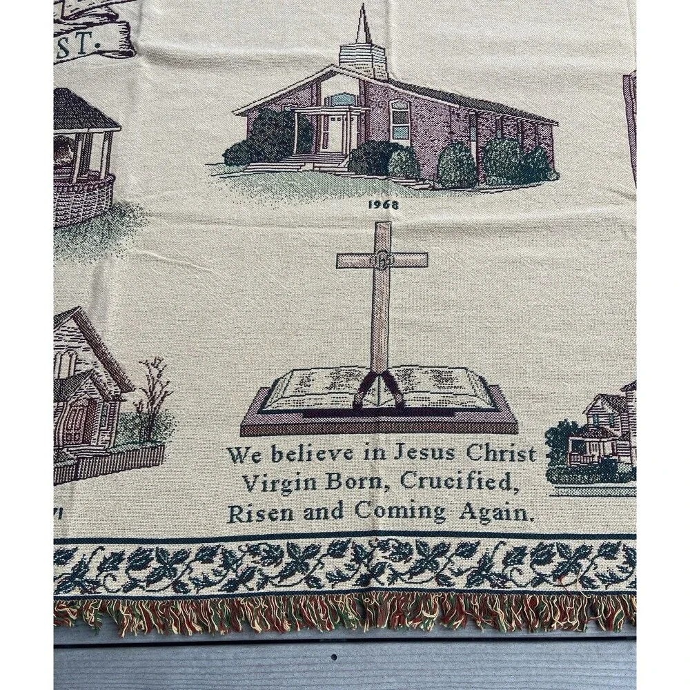 VTG Mill St Design Christian Tapestry Throw Blanket Laurel Run Methodist Church